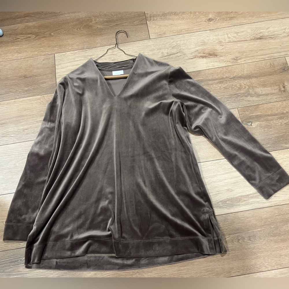 Pure JJill Elegant Brown V-Neck Women's Top Large